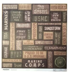 Lot of 12x12 US Marines Scrapbook Papers. Lot of 10 sheets.